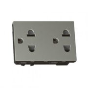 Ổ cắm đôi 3 chấu màu xám Arteor-Legrand